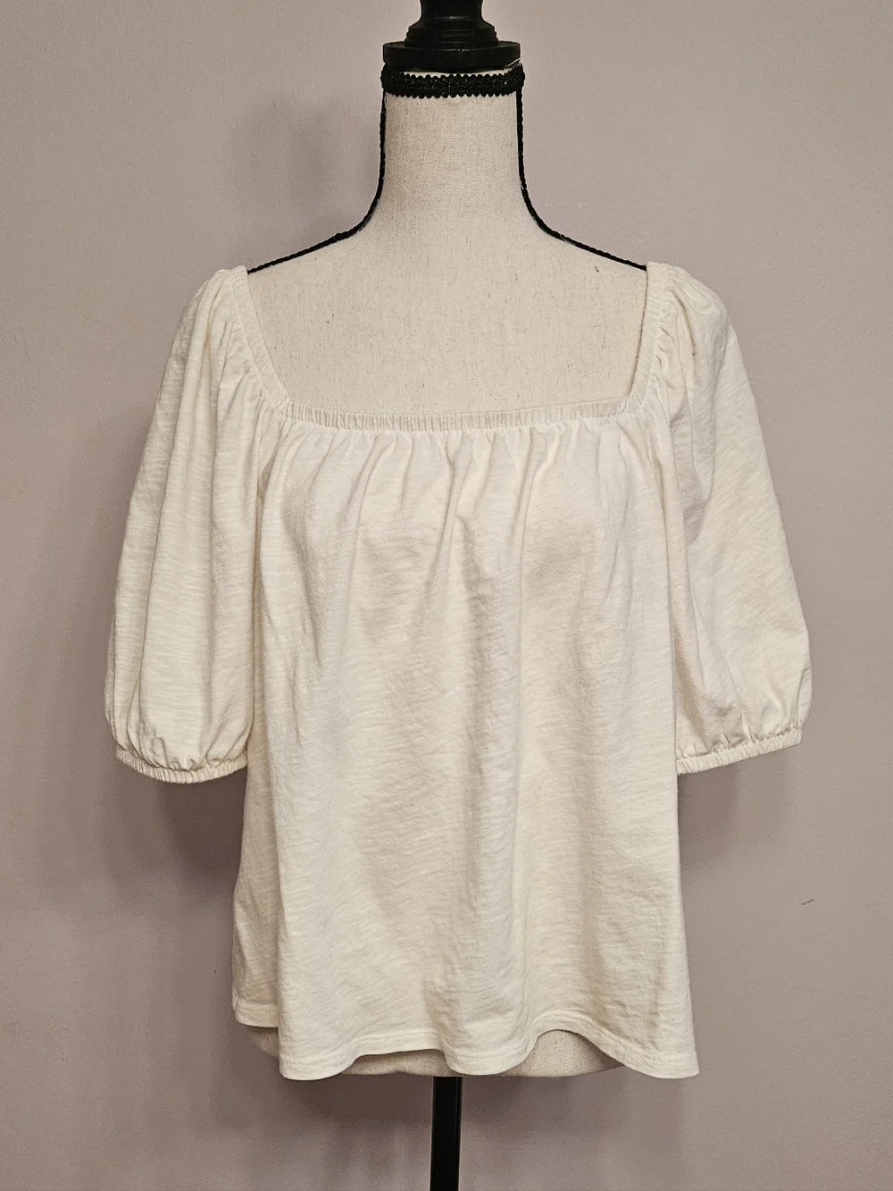 Old Navy White Square-Neck Puff Sleeve Top